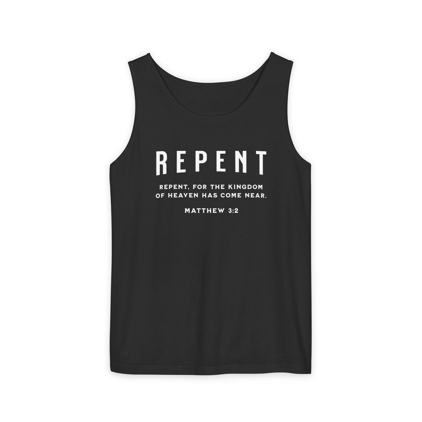 Repent - Men's Garment-Dyed Tank Top for All Occasions, Summer Wear, Casual Style, Men's Comfort, Perfect Gift