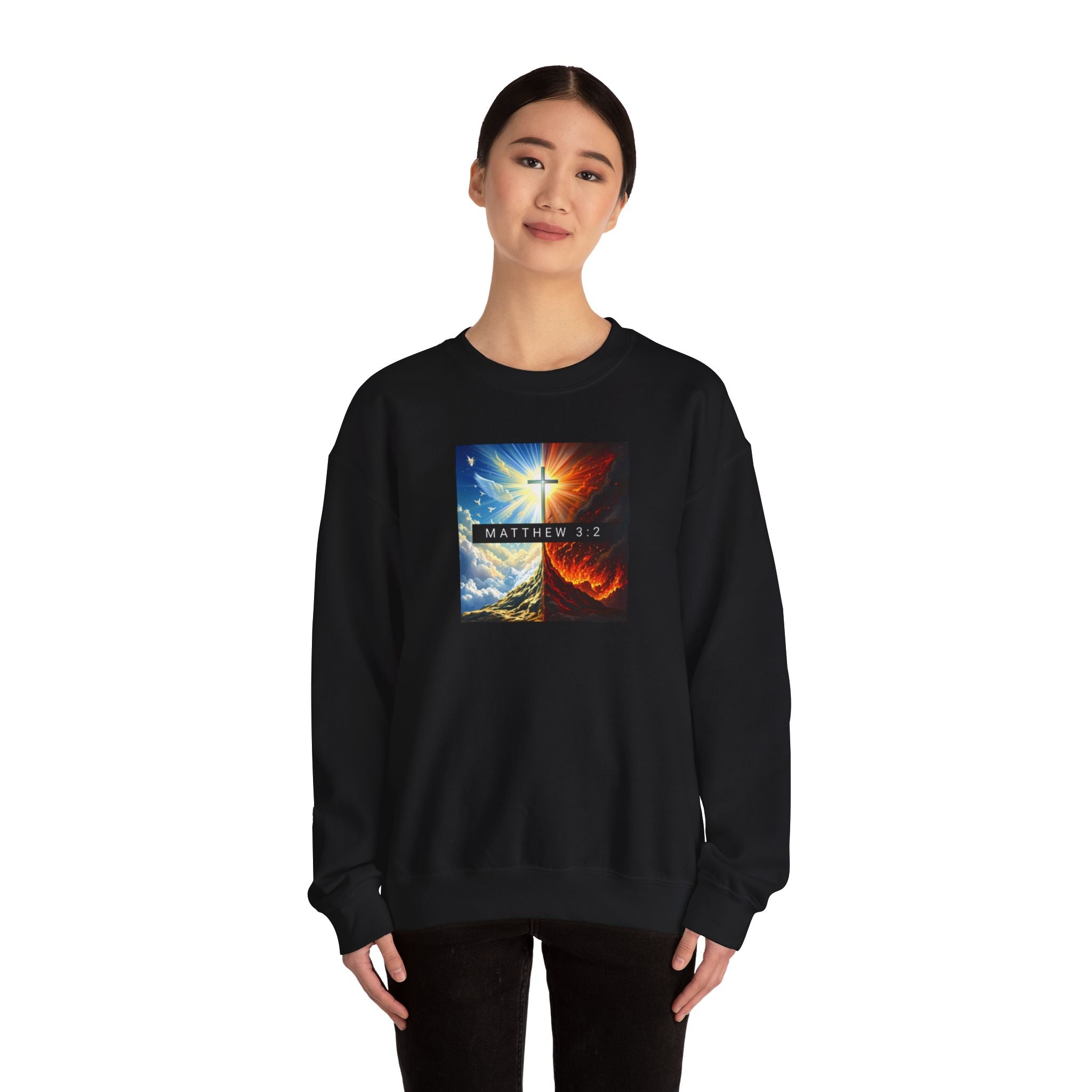Women's Sweatshirt Heaven Cross and Hell Heavy Blend Crewneck