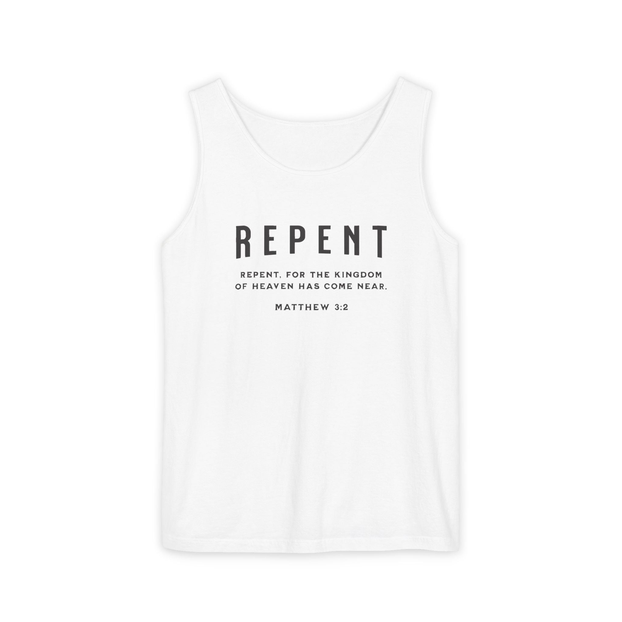 Repent - Men's Garment-Dyed Tank Top for All Occasions, Summer Wear, Casual Style, Men's Comfort, Perfect Gift