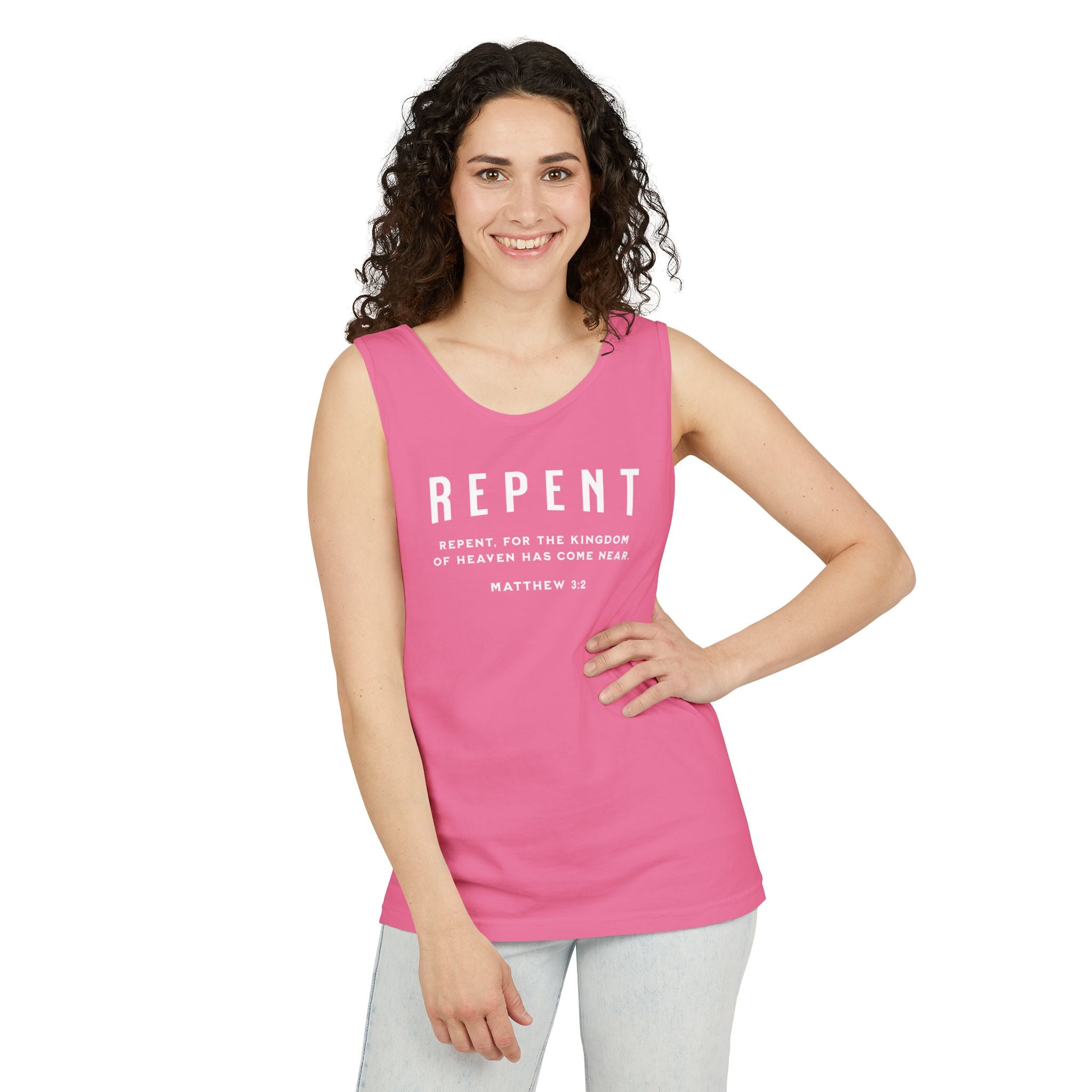 Repent - Women's Garment-Dyed Tank Top - Casual Summer Essential, Perfect for Festivals, Beach Days, Everyday Wear, Gift for Her
