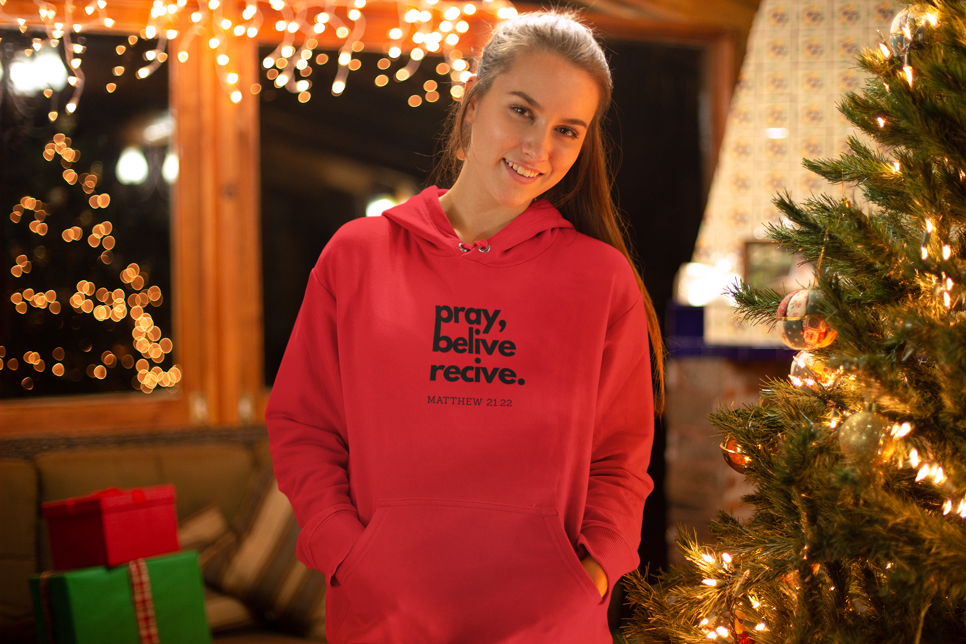 Pray Believe Receive Hoodie Christmas Gift