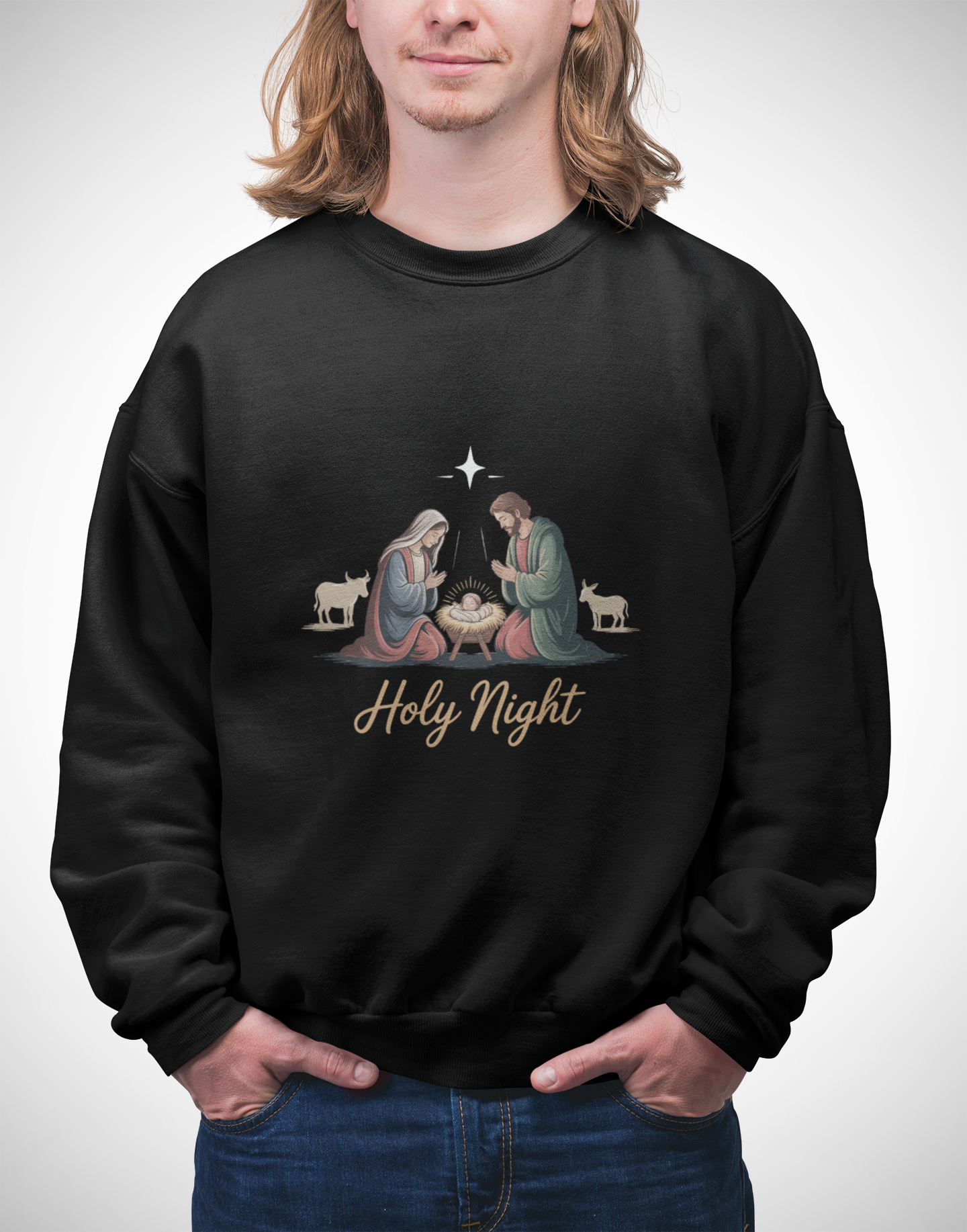 Christian Christmas Jumper, Religious Holiday Sweater, Festive Jesus Pullover, Xmas Crewneck Top, Unisex Sweatshirt