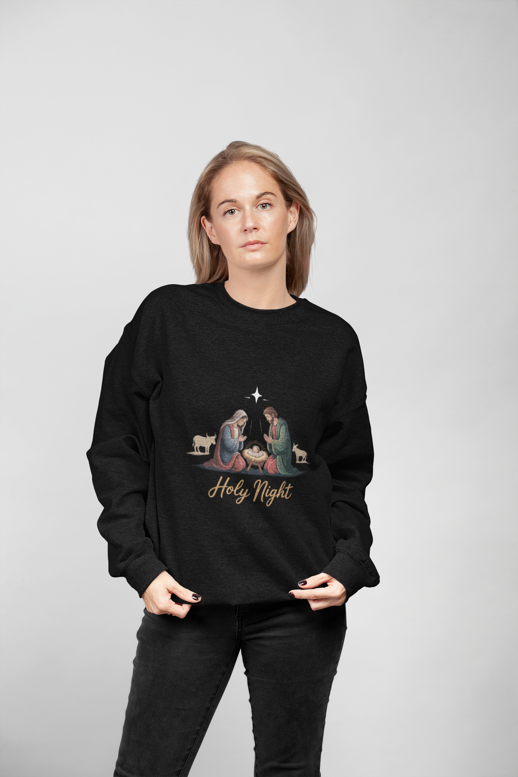 Christian Christmas Jumper, Religious Holiday Sweater, Festive Jesus Pullover, Xmas Crewneck Top, Unisex Sweatshirt