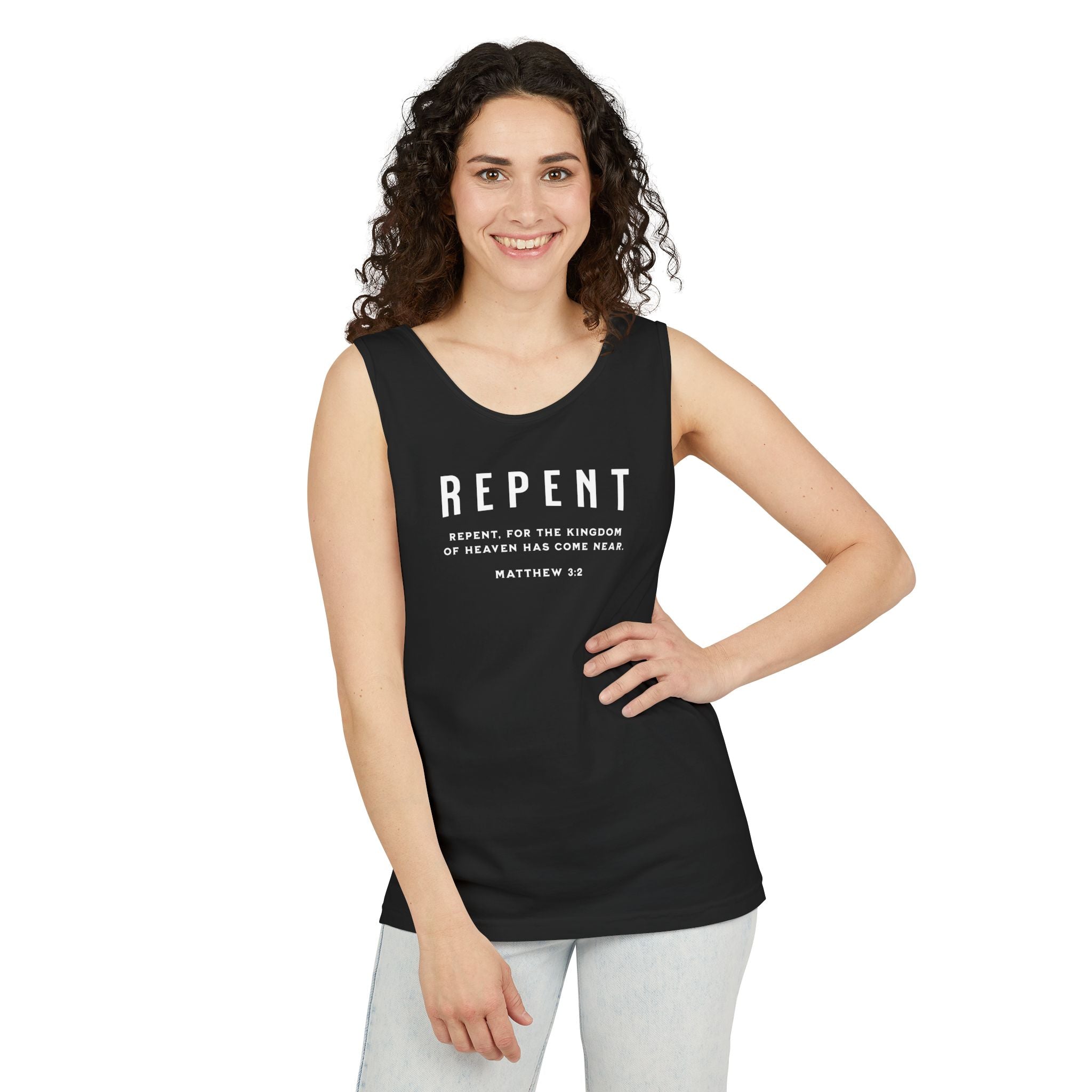 Repent - Women's Garment-Dyed Tank Top - Casual Summer Essential, Perfect for Festivals, Beach Days, Everyday Wear, Gift for Her