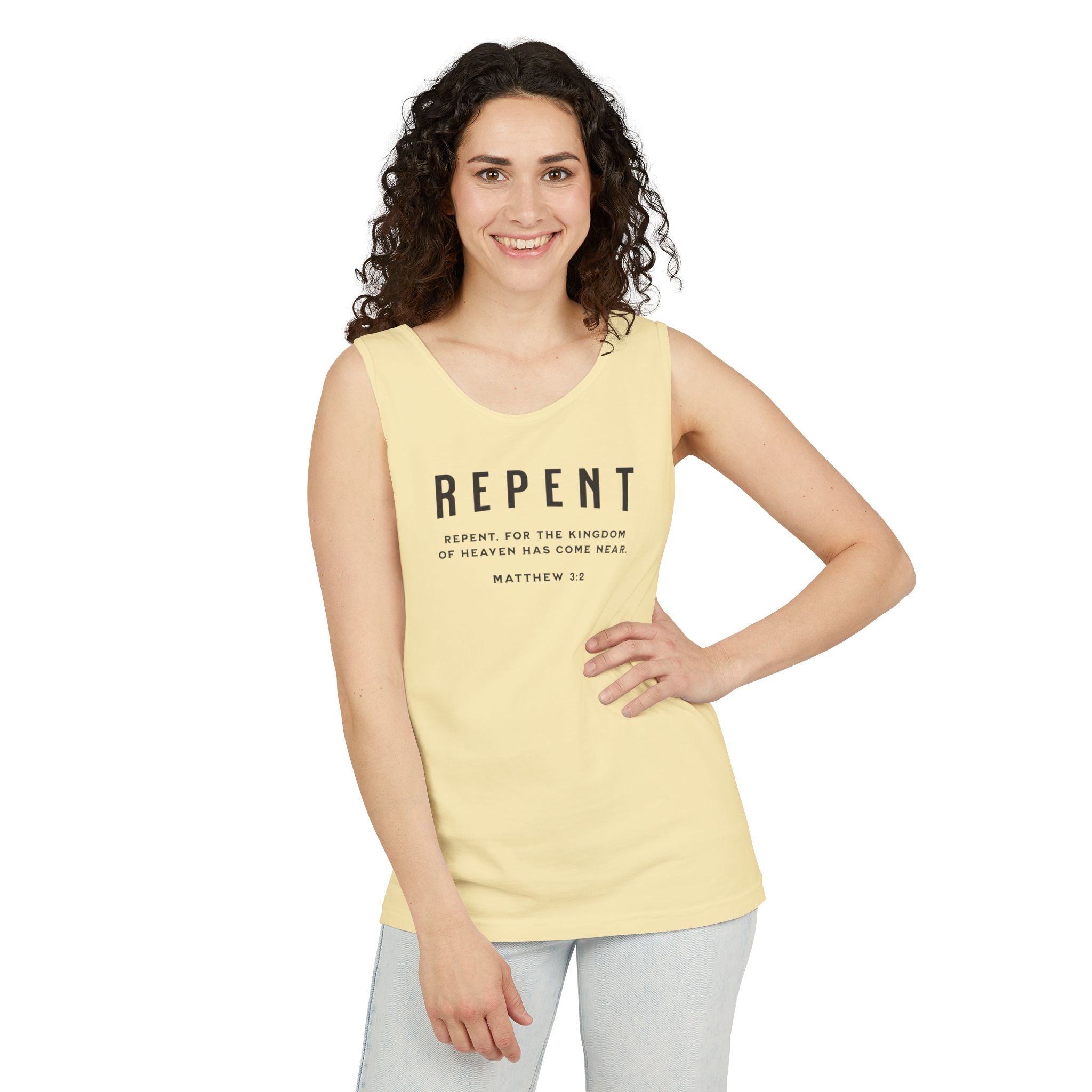 Repent - Women's Garment-Dyed Tank Top - Casual Summer Essential, Perfect for Festivals, Beach Days, Everyday Wear, Gift for Her
