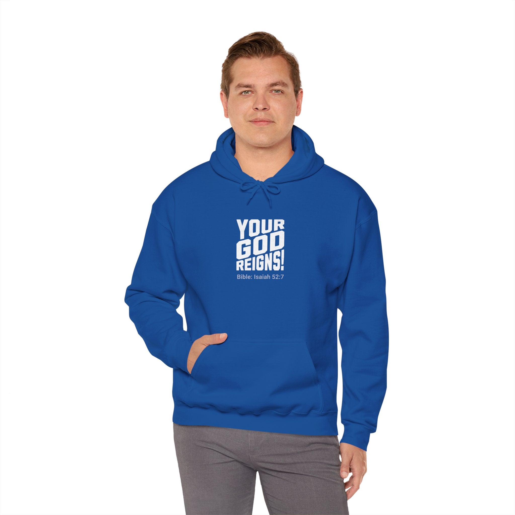 Isaiah 52:7 Your God reigns Men's Heavy Blend™ Hoodie - Cozy Casual Wear for Any Occasion, Spiritual Gift, Everyday Comfort, Unique Graphic [...]
