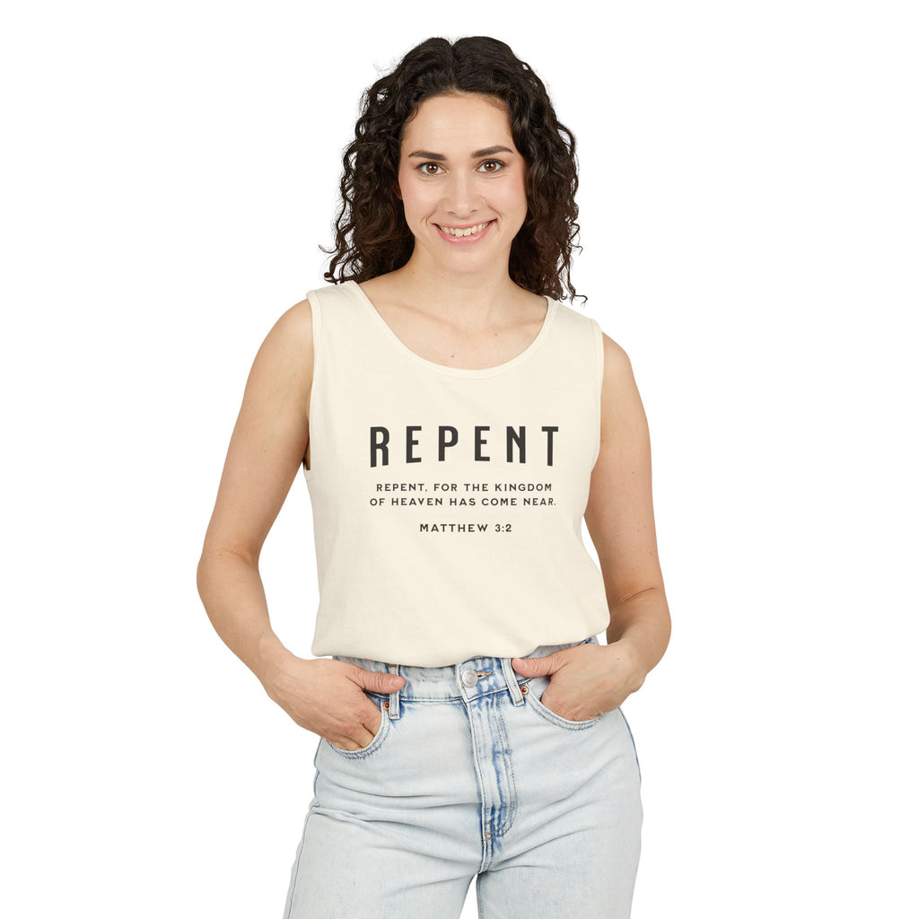 Repent - Women's Garment-Dyed Tank Top - Casual Summer Essential, Perfect for Festivals, Beach Days, Everyday Wear, Gift for Her