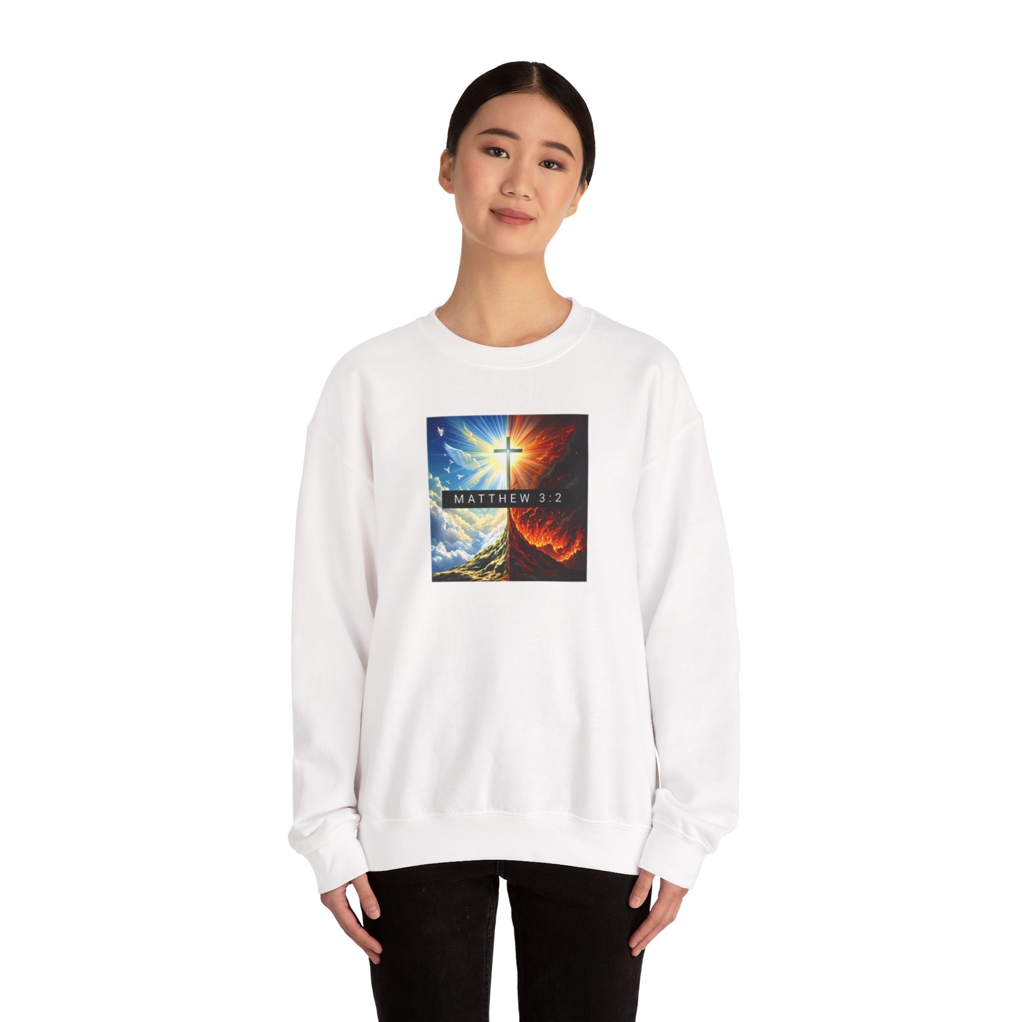 Women's Sweatshirt Heaven Cross and Hell Heavy Blend Crewneck