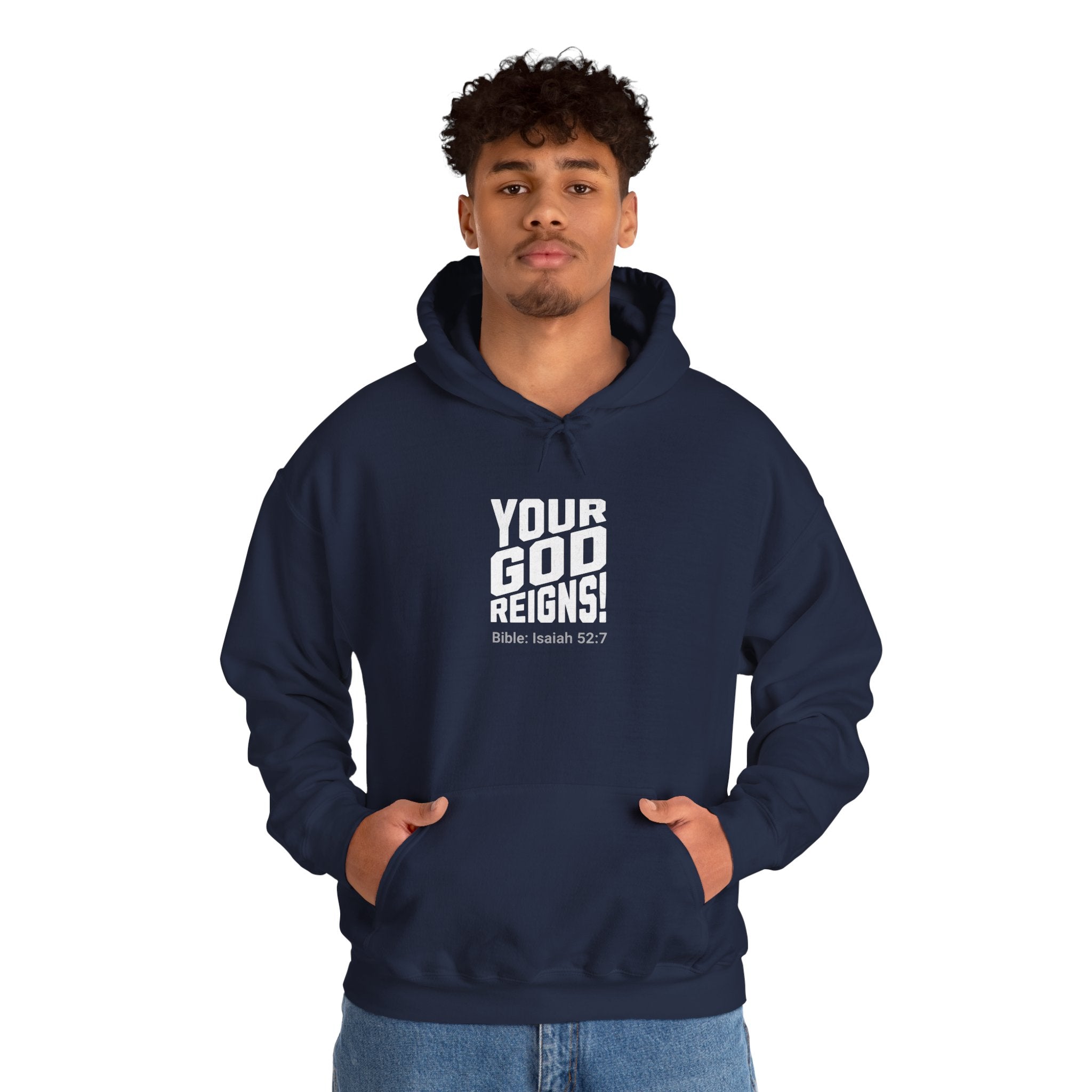 Isaiah 52:7 Your God reigns Men's Heavy Blend™ Hoodie - Cozy Casual Wear for Any Occasion, Spiritual Gift, Everyday Comfort, Unique Graphic [...]