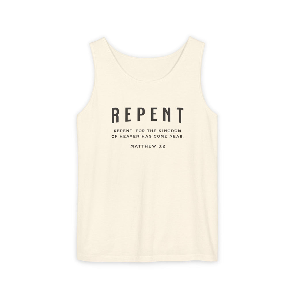 Repent - Men's Garment-Dyed Tank Top for All Occasions, Summer Wear, Casual Style, Men's Comfort, Perfect Gift