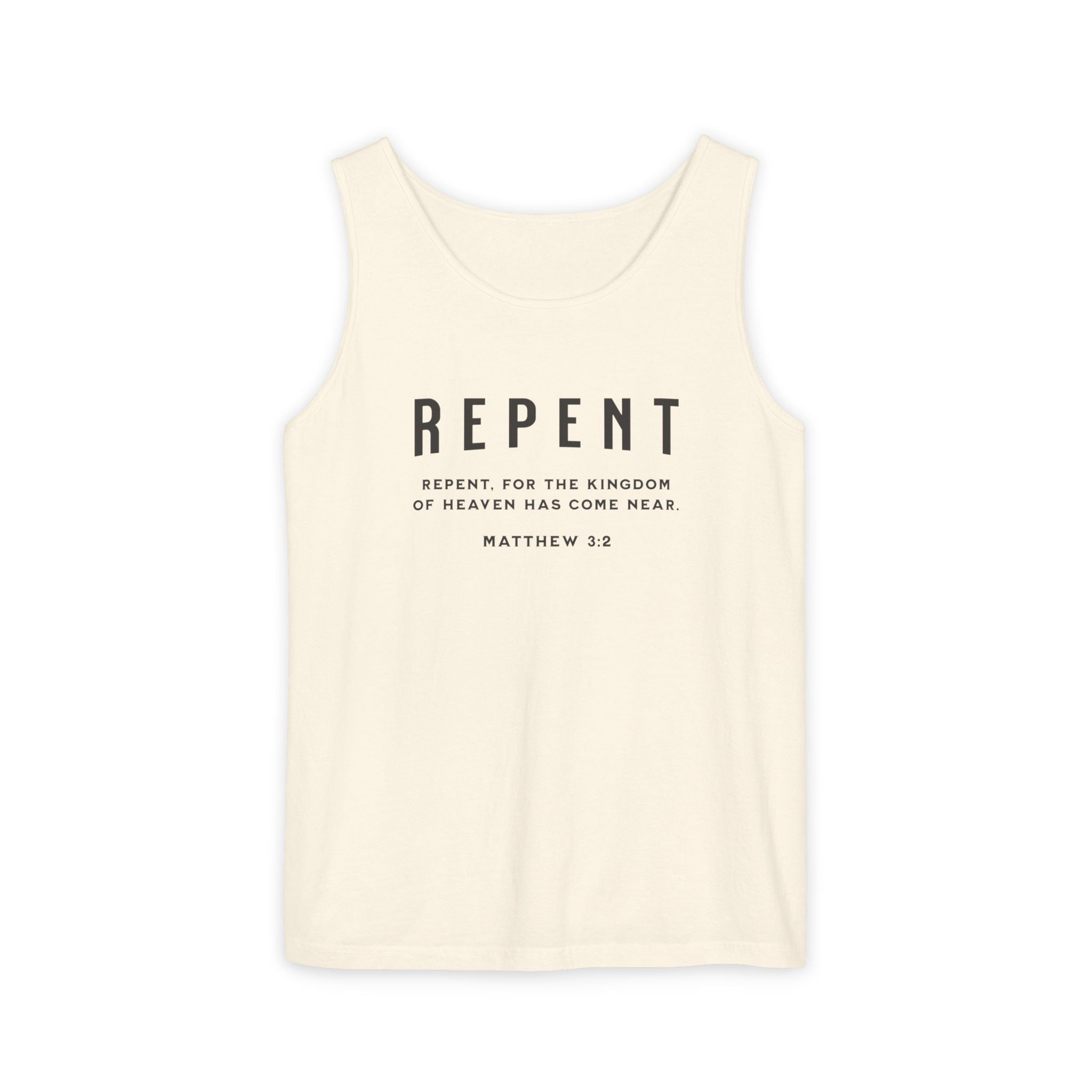 Repent - Men's Garment-Dyed Tank Top for All Occasions, Summer Wear, Casual Style, Men's Comfort, Perfect Gift