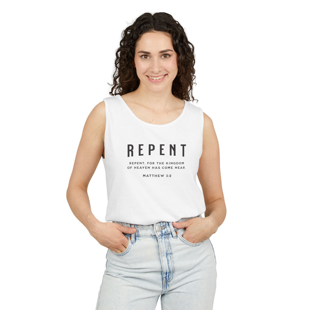 Repent - Women's Garment-Dyed Tank Top - Casual Summer Essential, Perfect for Festivals, Beach Days, Everyday Wear, Gift for Her