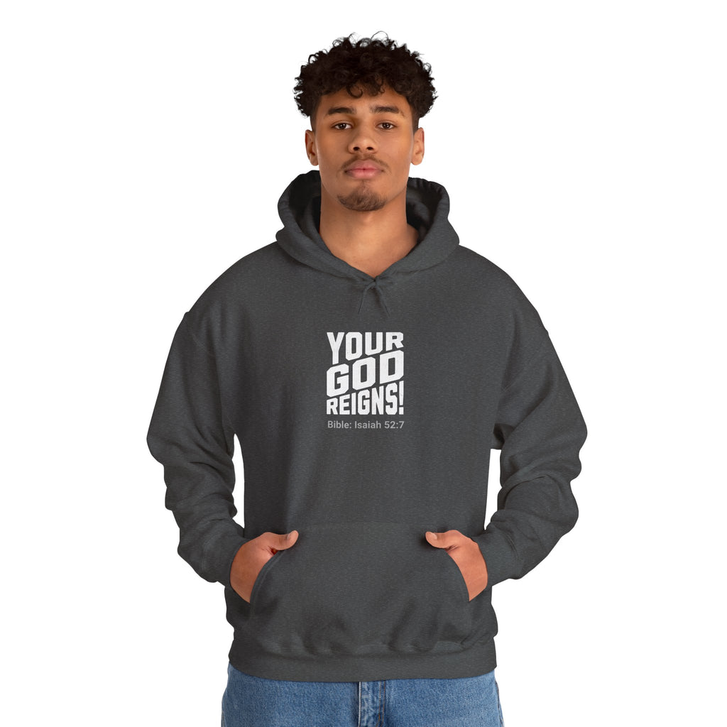 Isaiah 52:7 Your God reigns Men's Heavy Blend™ Hoodie - Cozy Casual Wear for Any Occasion, Spiritual Gift, Everyday Comfort, Unique Graphic [...]