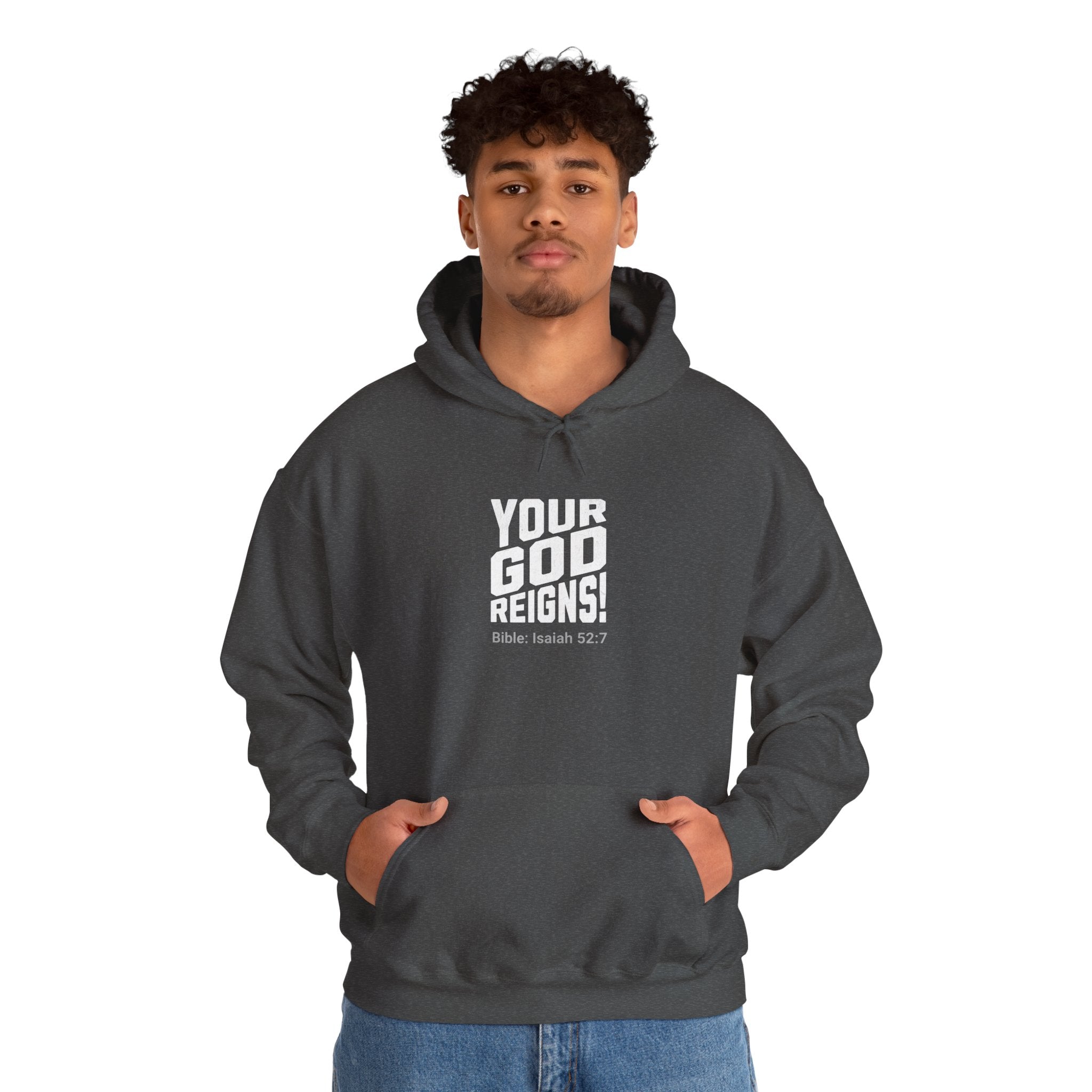 Isaiah 52:7 Your God reigns Men's Heavy Blend™ Hoodie - Cozy Casual Wear for Any Occasion, Spiritual Gift, Everyday Comfort, Unique Graphic [...]